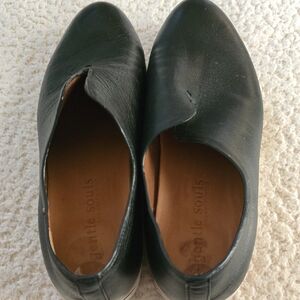 gentle souls Black Leather Slip-On Loafers
